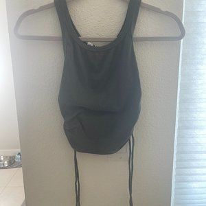 Princess Polly forest green tank top with adjustable ties on the side